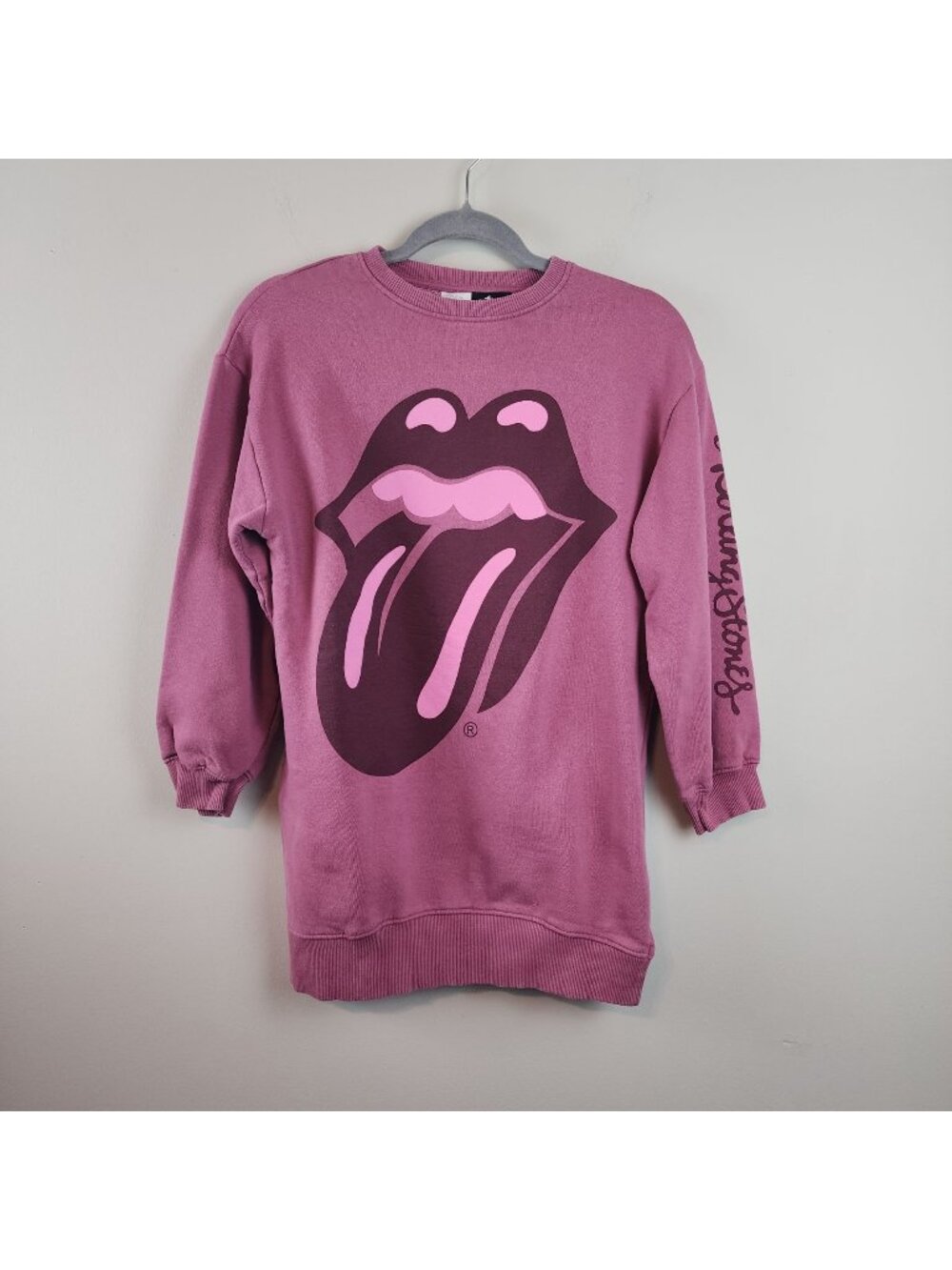 Zara x Rolling Stones girls sweatshirt dress tunic Pink Purple sz 11-12